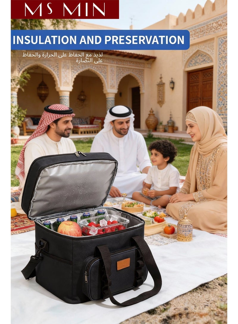 MS MIN Large Capacity Insulated Lunch Bag (23L), Thermal Lunch Box Bag with Waterproof Leakproof Liner, Reusable Cooler Bag for Office, Work & Outdoor Use - Image 2